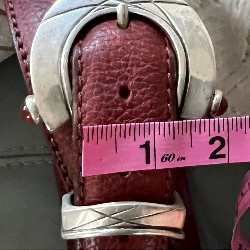 RARE 925 Sterling Silver CLAUDIO CALESTANI Milano Italy LEATHER BELT 100 115 - Picture 13 of 17